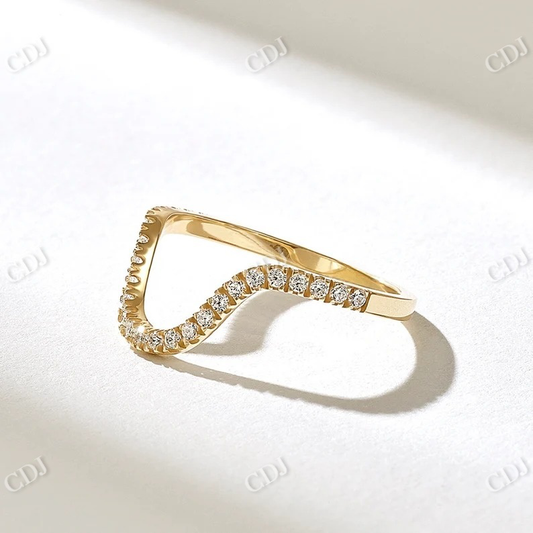 0.21CTW Dedicating Curved Wedding Band  customdiamjewel 10KT Yellow Gold VVS-EF