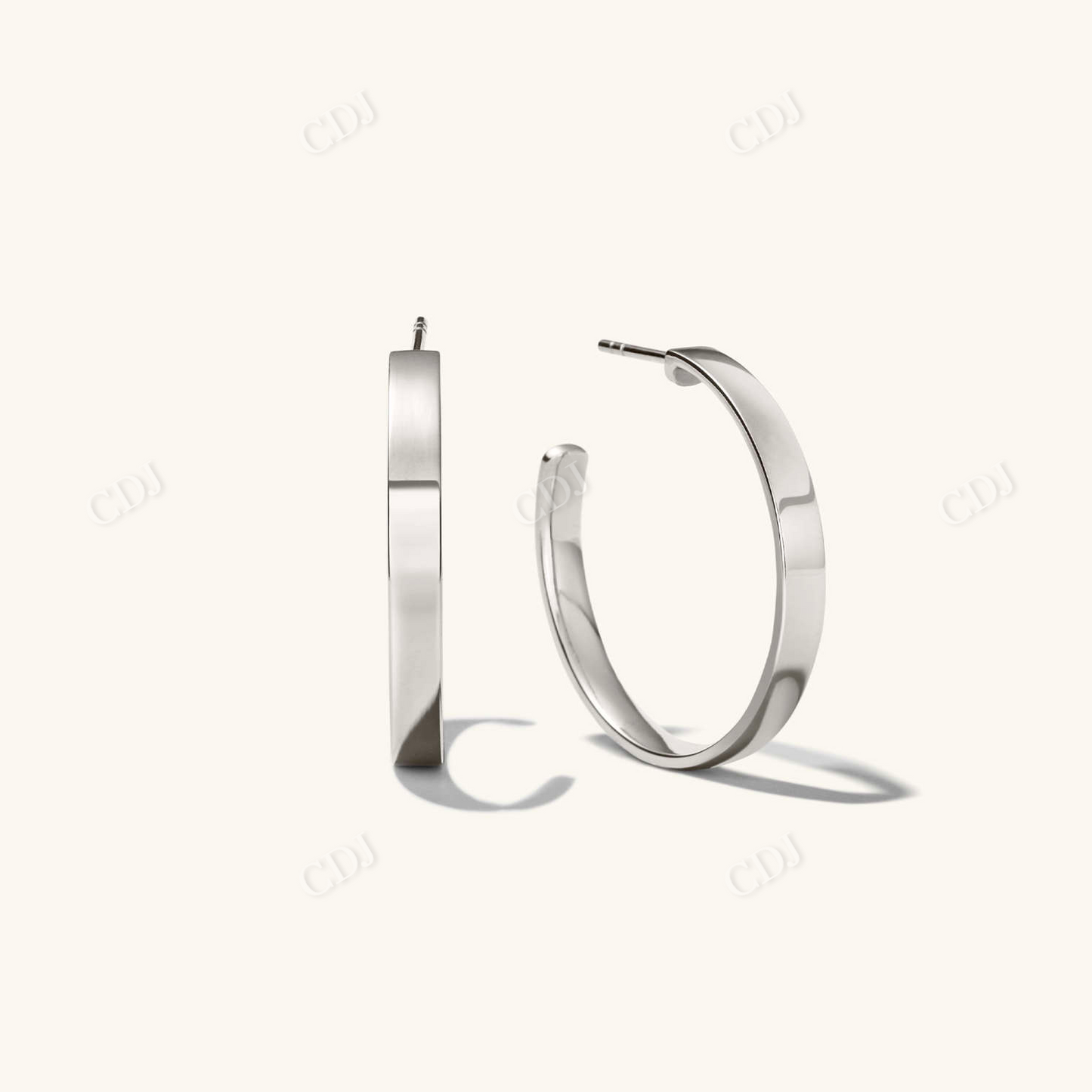 Thick Gold Filled Daily Hoop Earrings  customdiamjewel Sterling Silver White Gold 