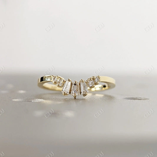 Round & Tapered Baguette Moissanite Cluster Wedding Band  customdiamjewel 10KT Yellow Gold VVS-EF