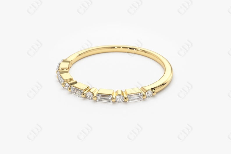 0.30CTW Lab Grown Baguette and Round Half Eternity Diamond Band  customdiamjewel   