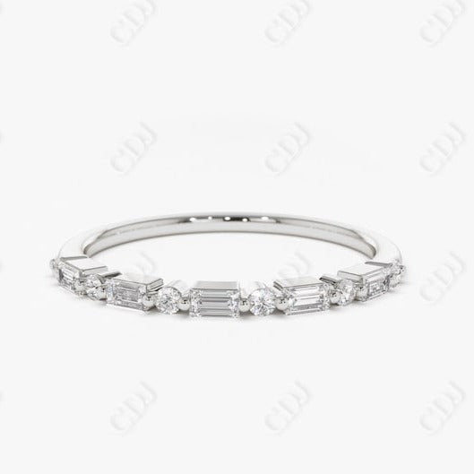 0.30CTW Lab Grown Baguette and Round Half Eternity Diamond Band