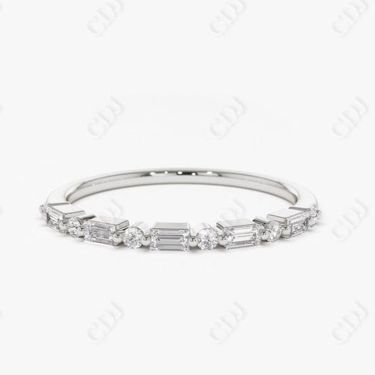 0.30CTW Lab Grown Baguette and Round Half Eternity Diamond Band  customdiamjewel Sterling Silver White Gold VVS-EF