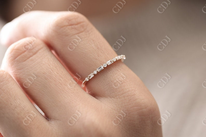 0.30CTW Lab Grown Baguette and Round Half Eternity Diamond Band  customdiamjewel   