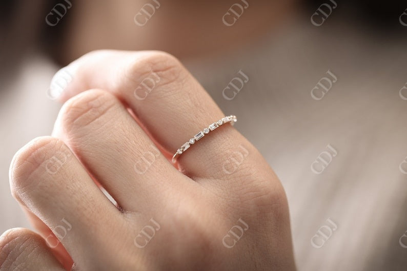 0.30CTW Lab Grown Baguette and Round Half Eternity Diamond Band  customdiamjewel   