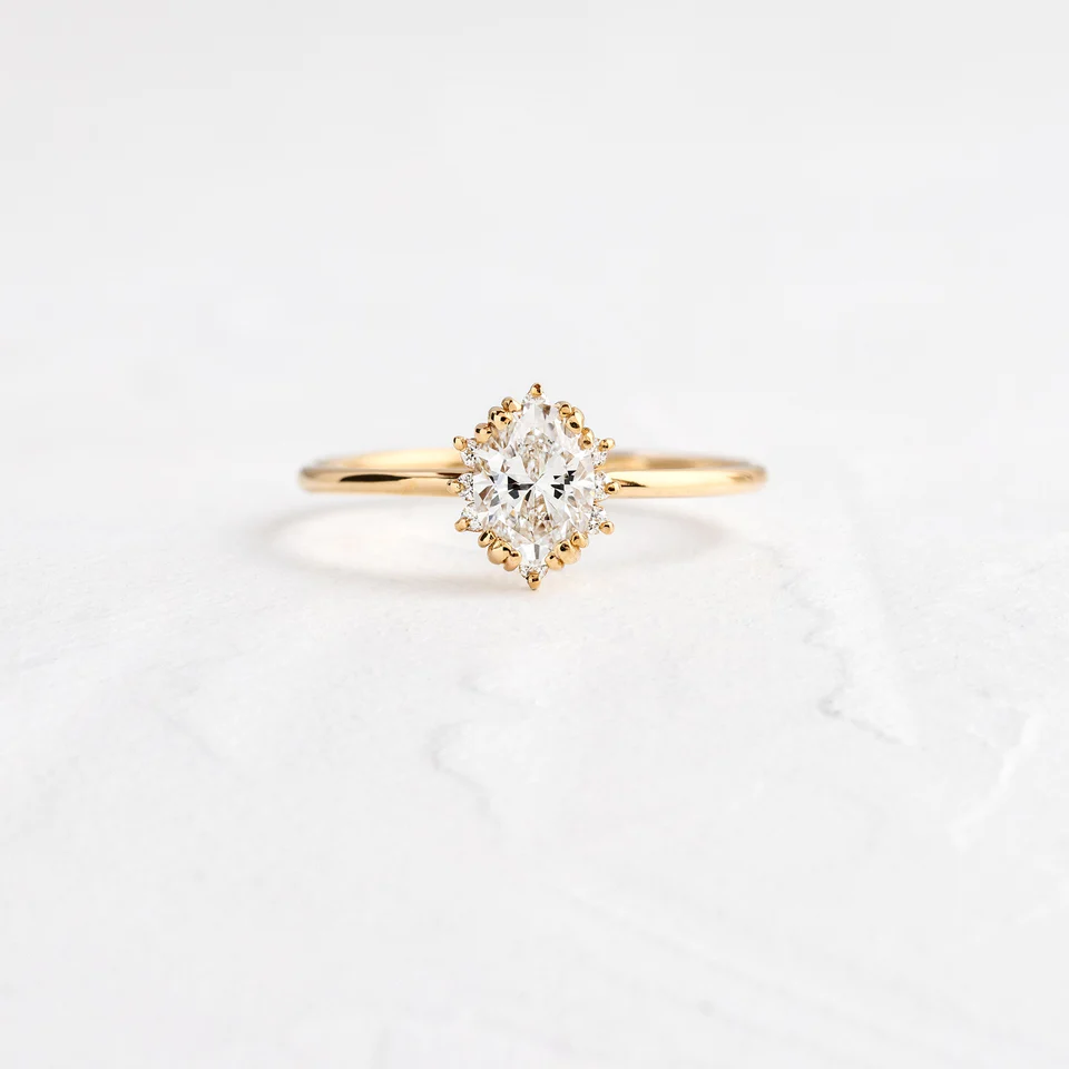 0.5CTW Oval Cut Halo Set Moissanite Engagement Ring  customdiamjewel   