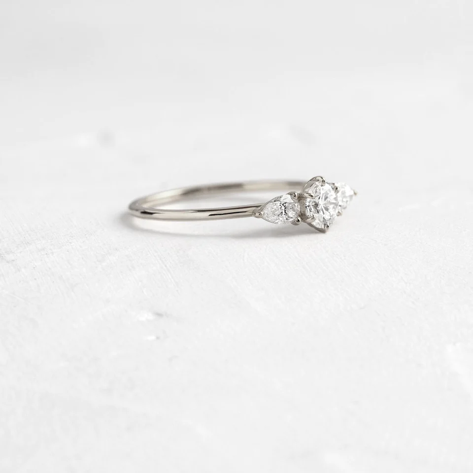 0.3CTW Marquise And Round Cut Moissanite Ring  customdiamjewel   