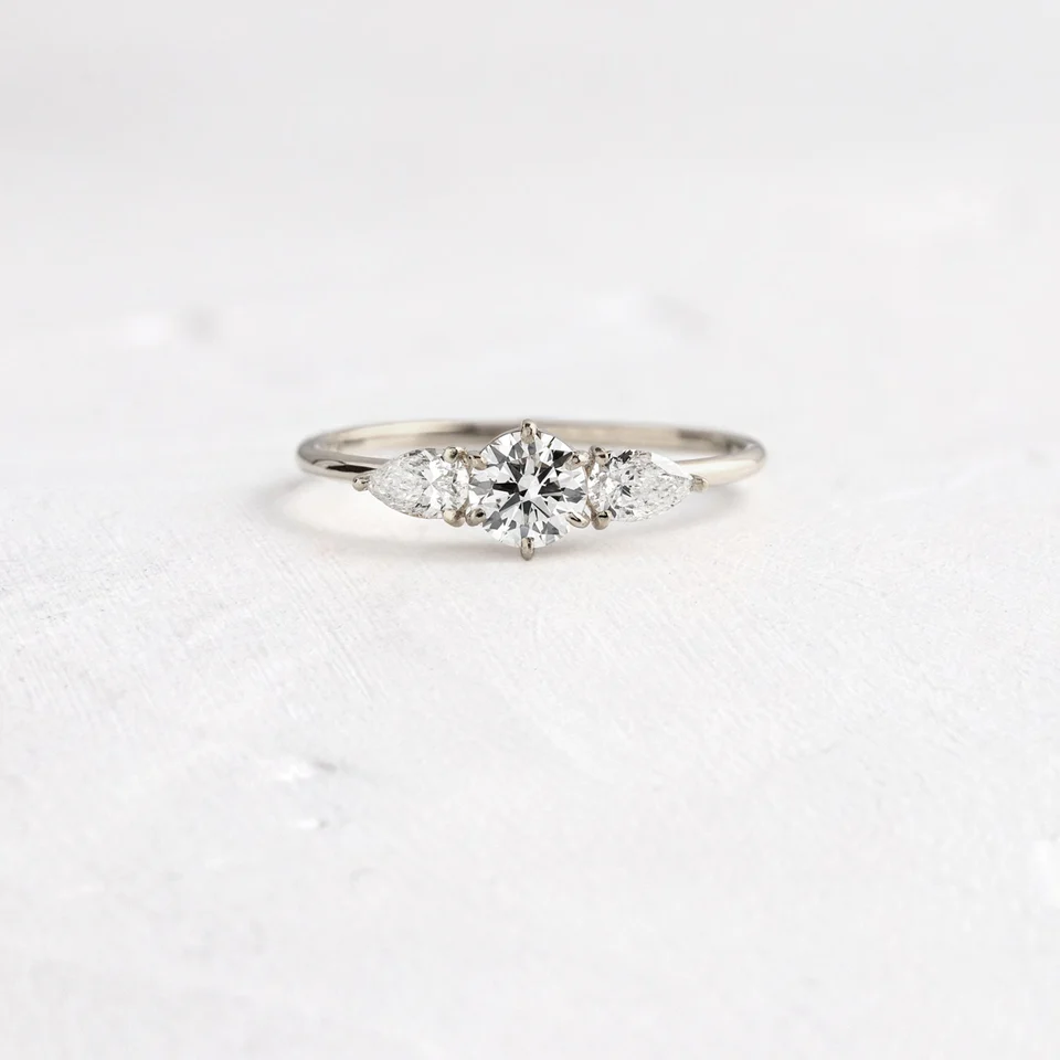 0.3CTW Marquise And Round Cut Moissanite Ring  customdiamjewel   