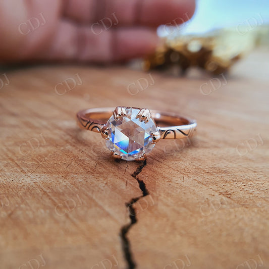 1.95CT Round Rose Cut Moissanite Engagement Ring  customdiamjewel   