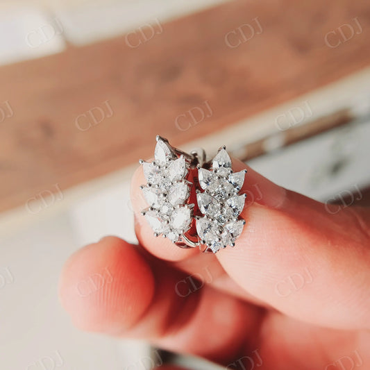 Pear Cut Cluster Moissanite Earrings  customdiamjewel   