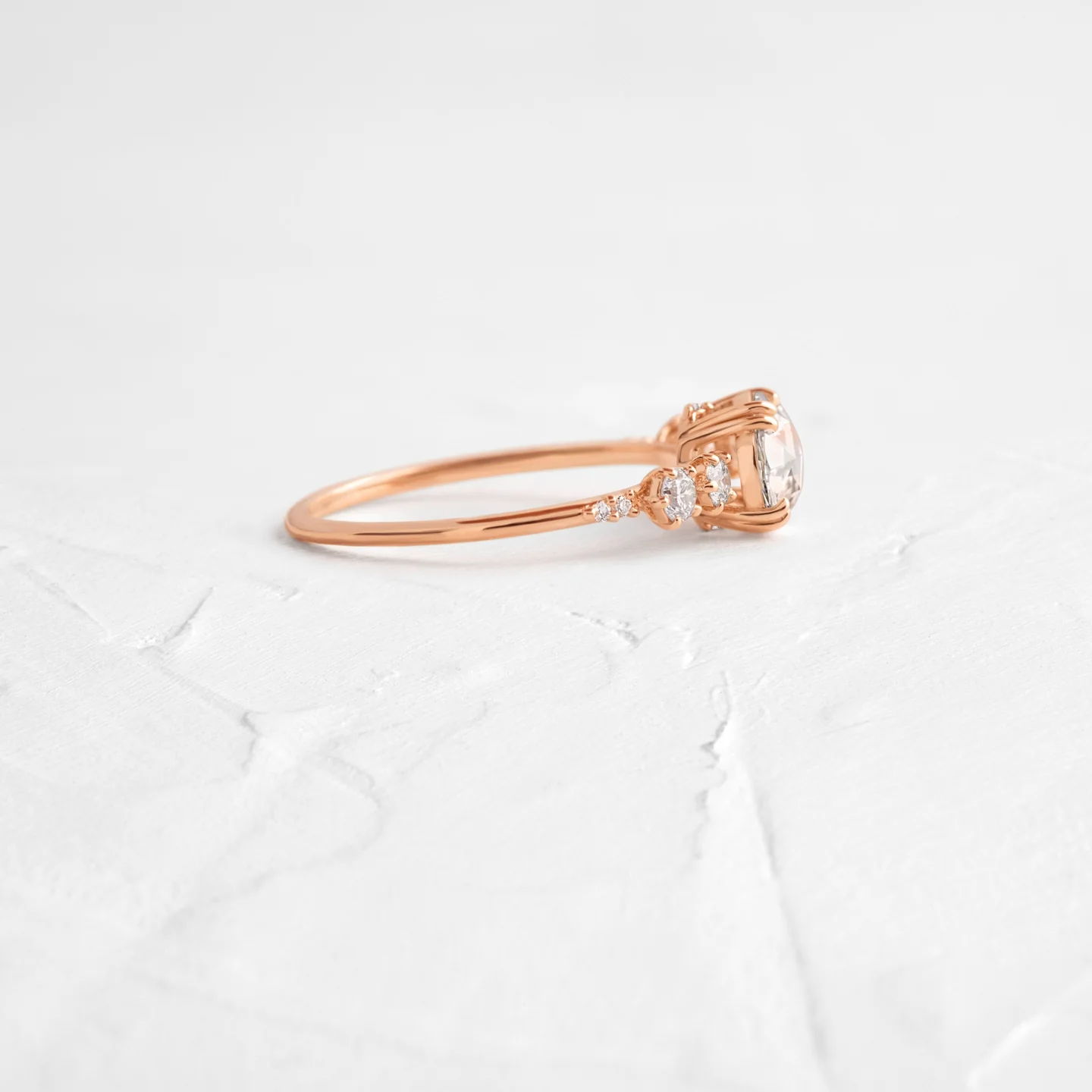 Rose Cut Moissanite Cluster Diamond Engagement Ring  customdiamjewel   