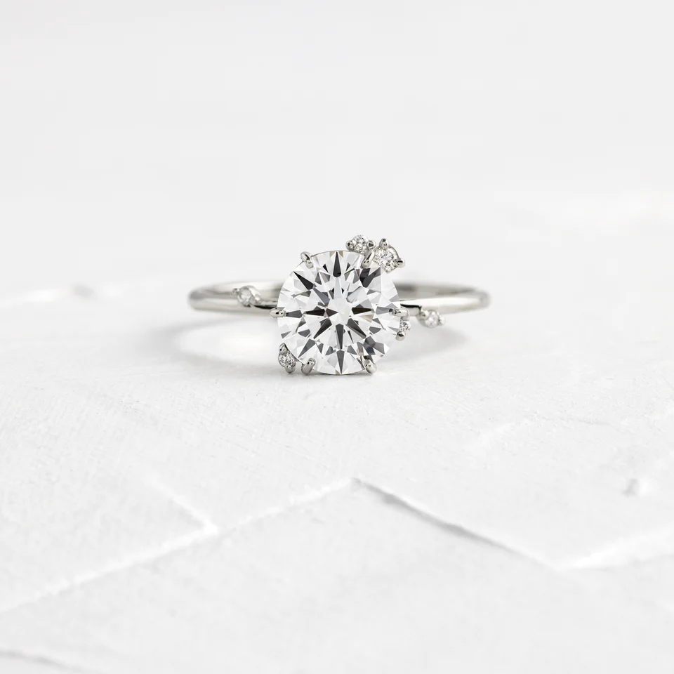 1.21CT Round Moissanite Solitaire Engagement Ring  customdiamjewel 10KT White Gold VVS-EF