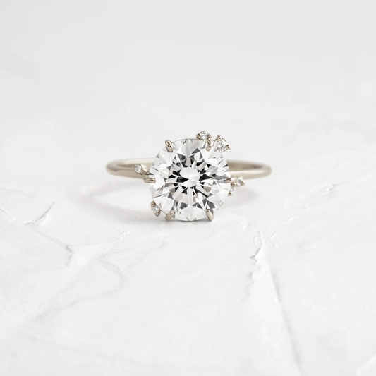 2.6 CT Round Shape Moissanite Cluster Diamond Ring  customdiamjewel 10KT White Gold VVS-EF
