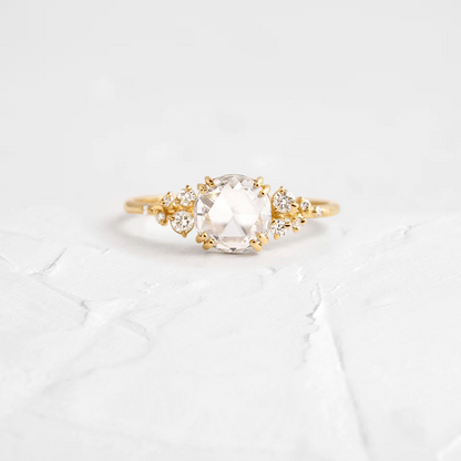 1.07CT Round Rose Cut Moissanite Engagement Ring  customdiamjewel 10KT Yellow Gold VVS-EF