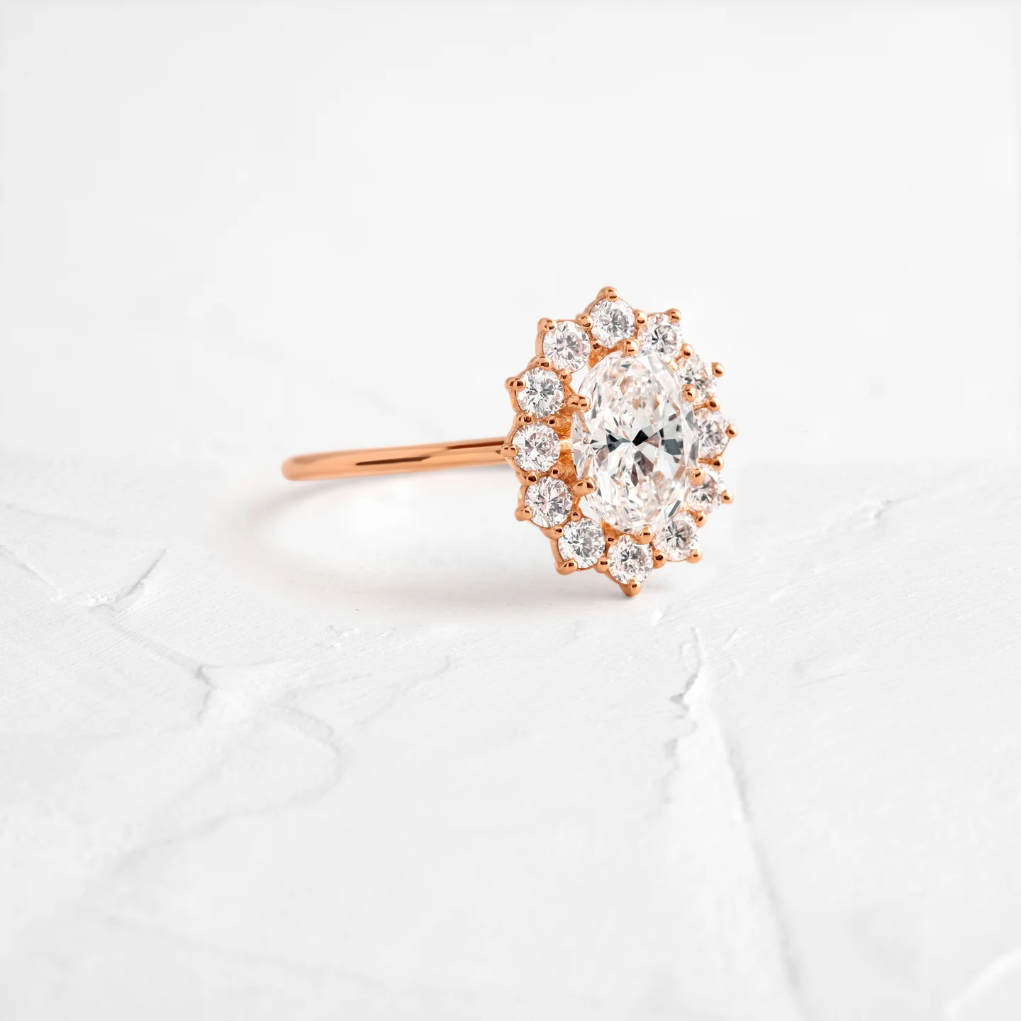 Oval Cut Moissanite Halo Setting Engagement Ring  customdiamjewel   