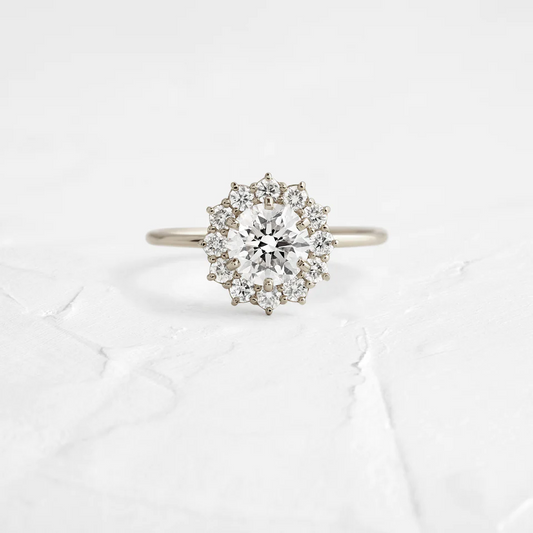 Classic Round Cut Moissanite Halo Setting Ring  customdiamjewel   