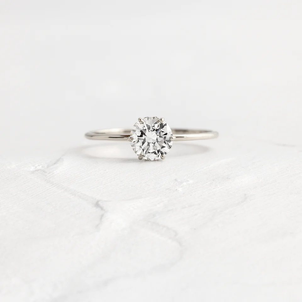 0.8CTW Round Six Prong Moissanite Engagement Ring  customdiamjewel   