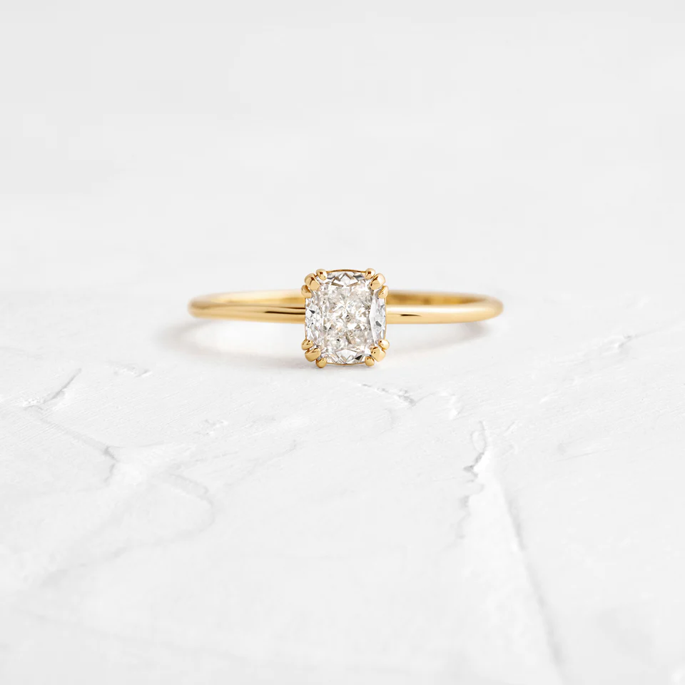 0.50CT Cushion Cut Moissanite Solitaire Ring  customdiamjewel 10KT Yellow Gold VVS-EF