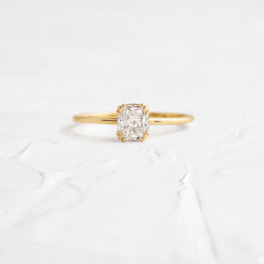 0.50CT Cushion Cut Moissanite Solitaire Ring  customdiamjewel 10KT Yellow Gold VVS-EF