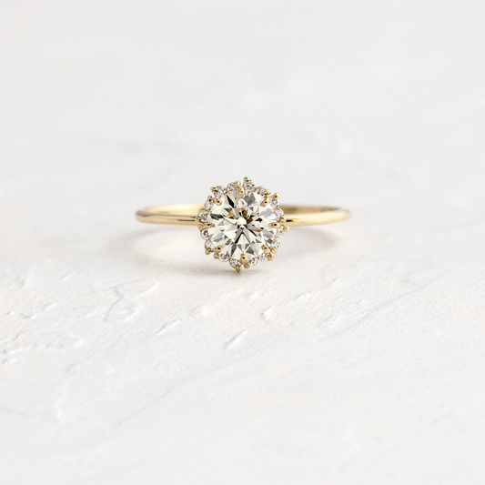 0.81CTW Antique Round Cut Moissanite Engagement Ring  customdiamjewel   