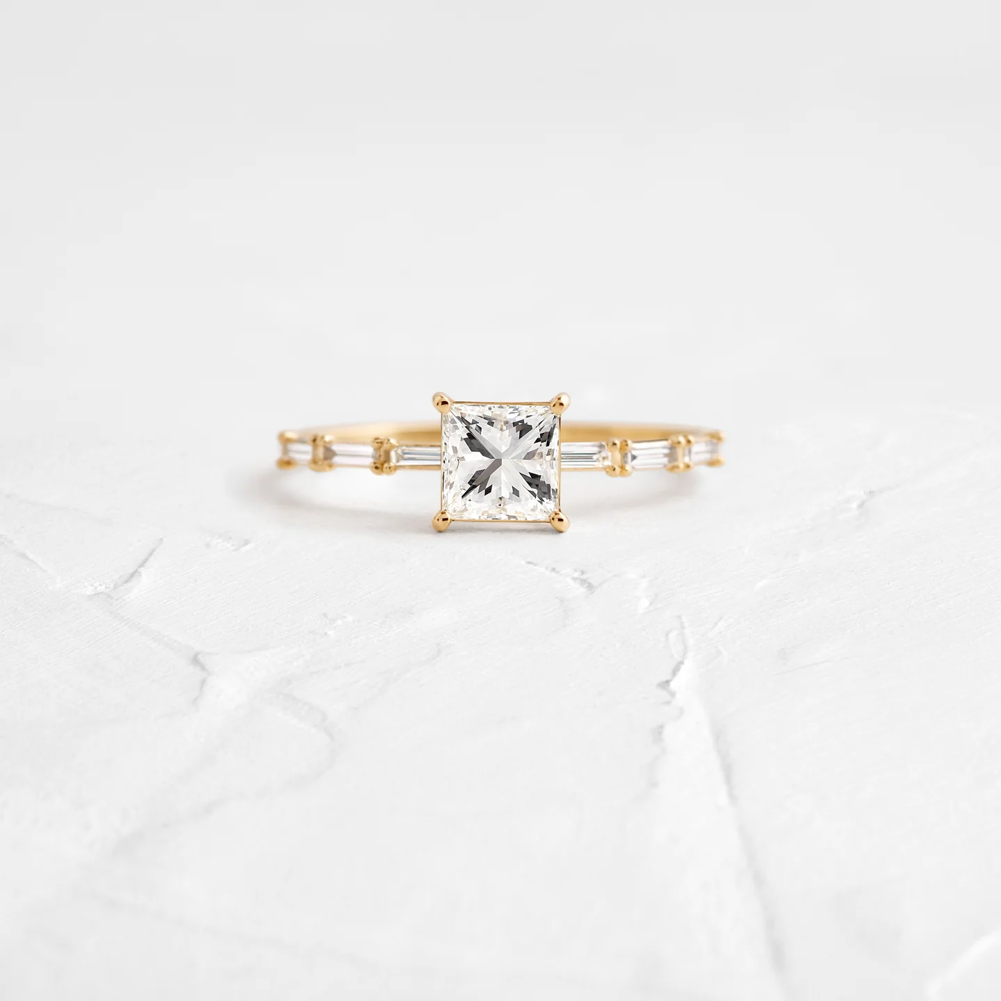 Baguette And Princess Cut Moissanite Wedding Ring  customdiamjewel   