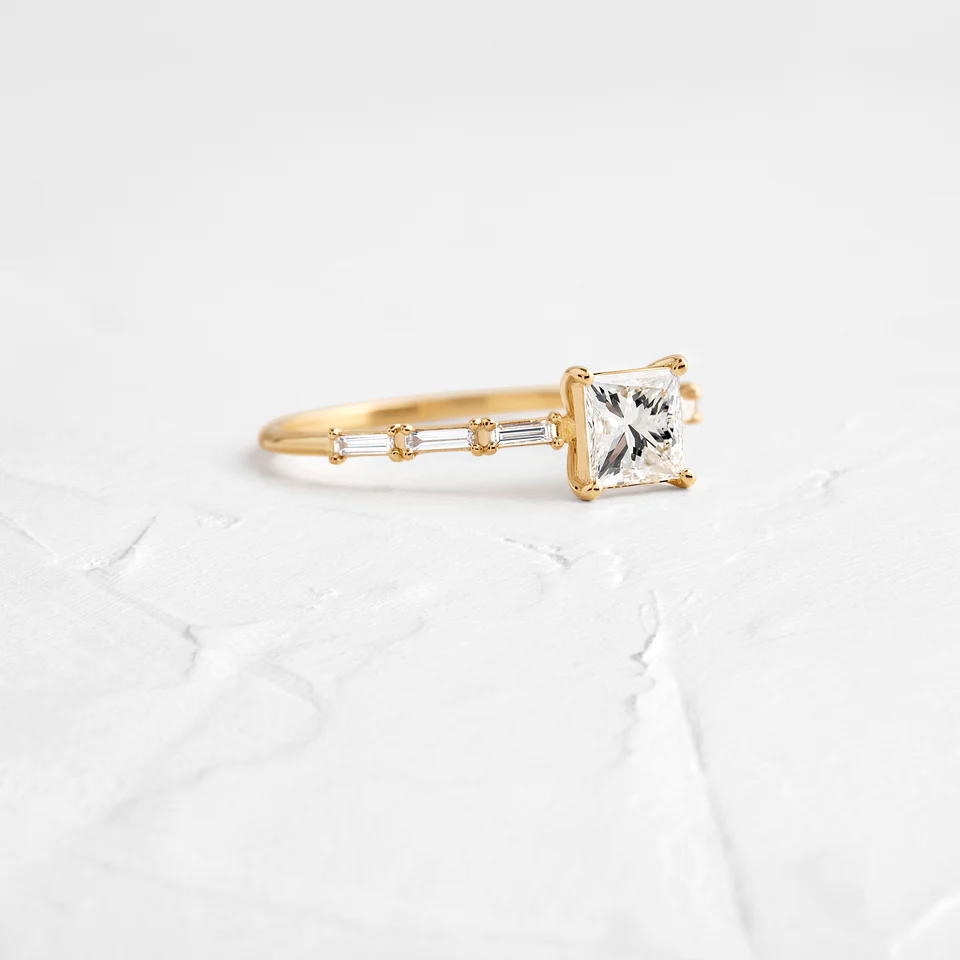 Baguette And Princess Cut Moissanite Wedding Ring  customdiamjewel   