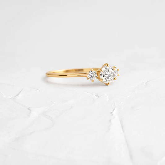 0.37CTW Round Cut Moissanite Three Stone Ring  customdiamjewel   