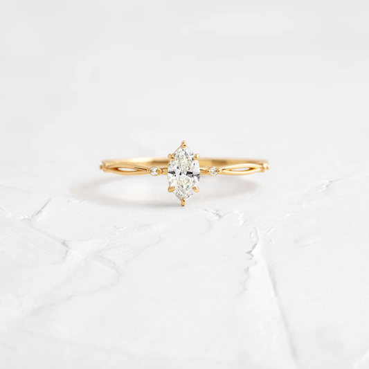 0.33CTW Marquise Cut Moissanite Vintage Prong Ring  customdiamjewel   