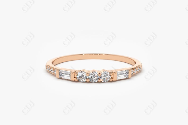 0.23CTW Lab Grown Baguette Unique Diamond Wedding Band  customdiamjewel Sterling Silver Rose Gold VVS-EF