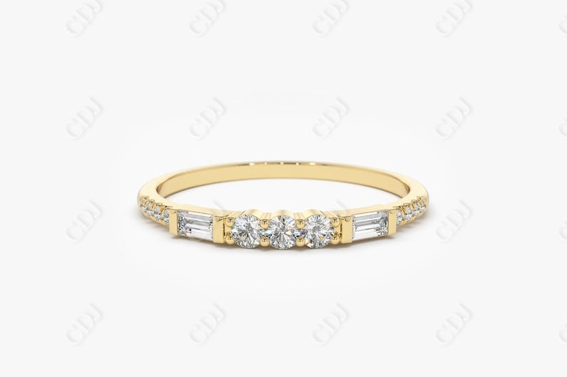 0.23CTW Lab Grown Baguette Unique Diamond Wedding Band  customdiamjewel Sterling Silver Yellow Gold VVS-EF