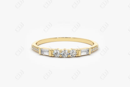 0.23CTW Lab Grown Baguette Unique Diamond Wedding Band  customdiamjewel Sterling Silver Yellow Gold VVS-EF