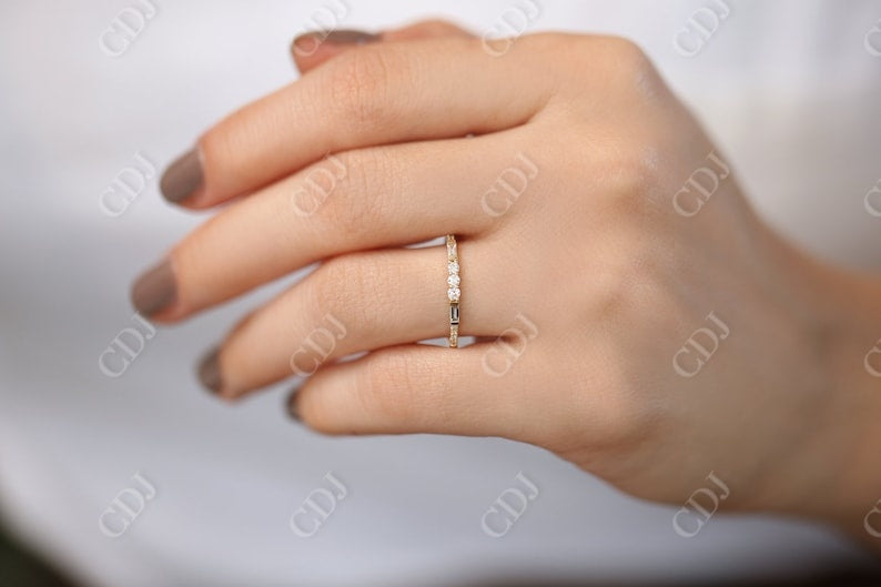 0.23CTW Lab Grown Baguette Unique Diamond Wedding Band  customdiamjewel   