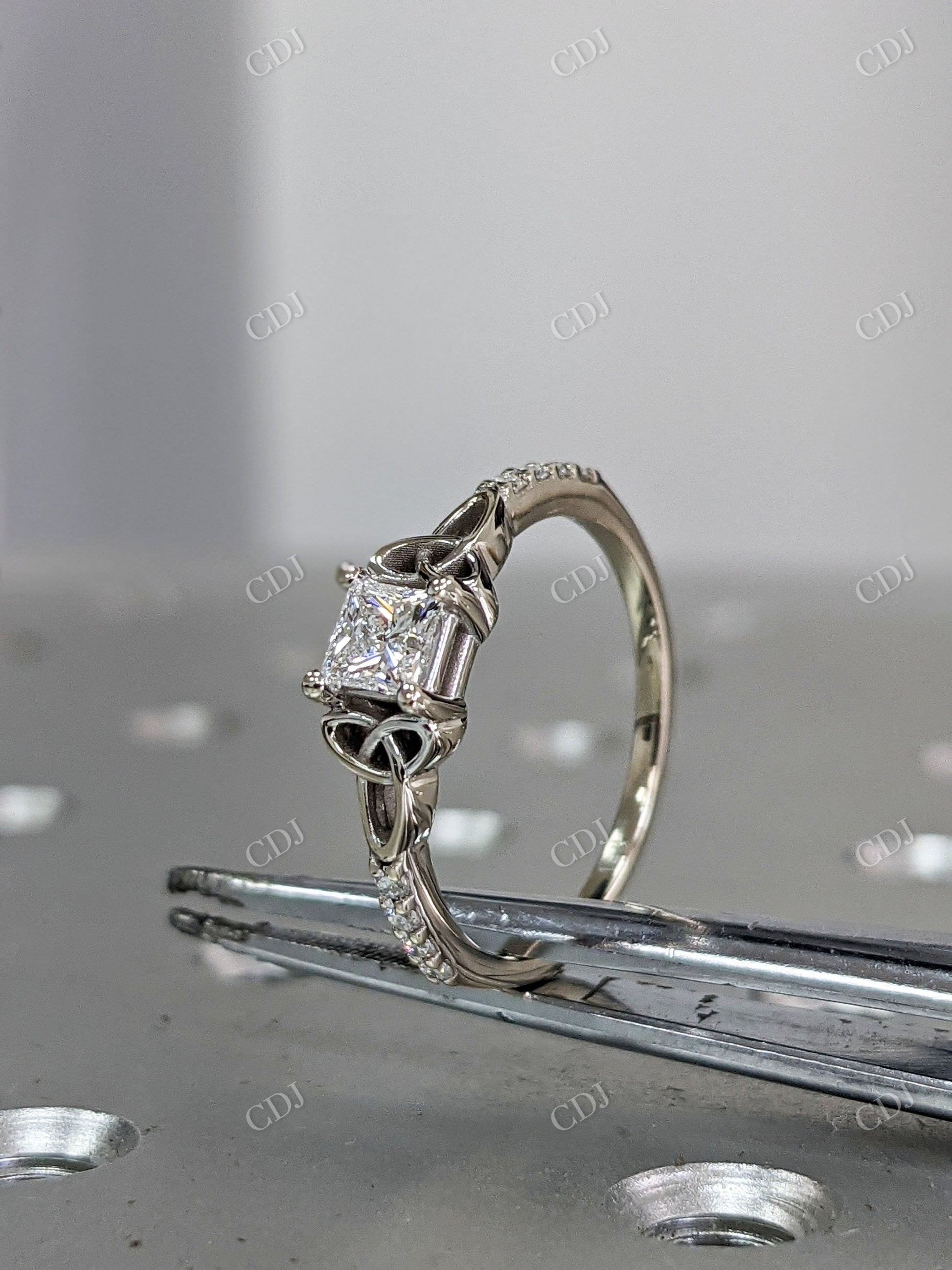 1.30CTW Princess Cut Moissanite Celtic Engagement Ring  customdiamjewel   