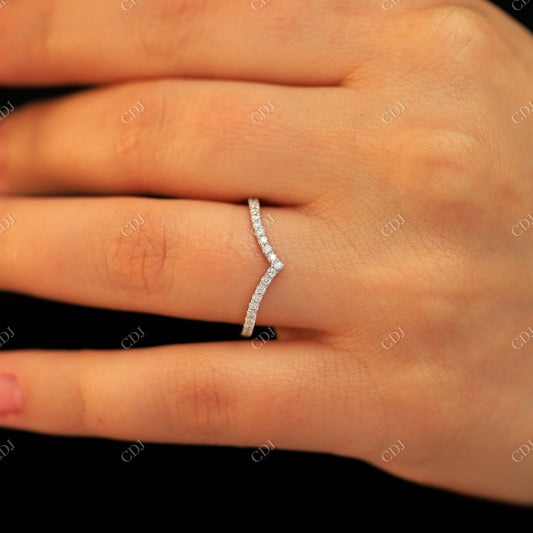1.4mm V Shaped Moissanite Wedding Band  customdiamjewel   