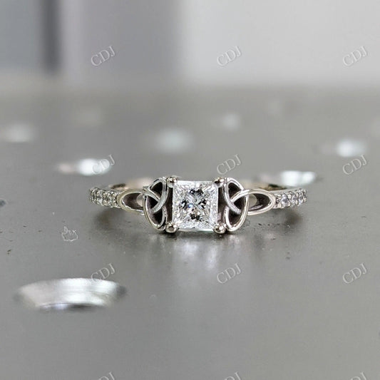 1.30CTW Princess Cut Moissanite Celtic Engagement Ring  customdiamjewel 10KT White Gold VVS-EF