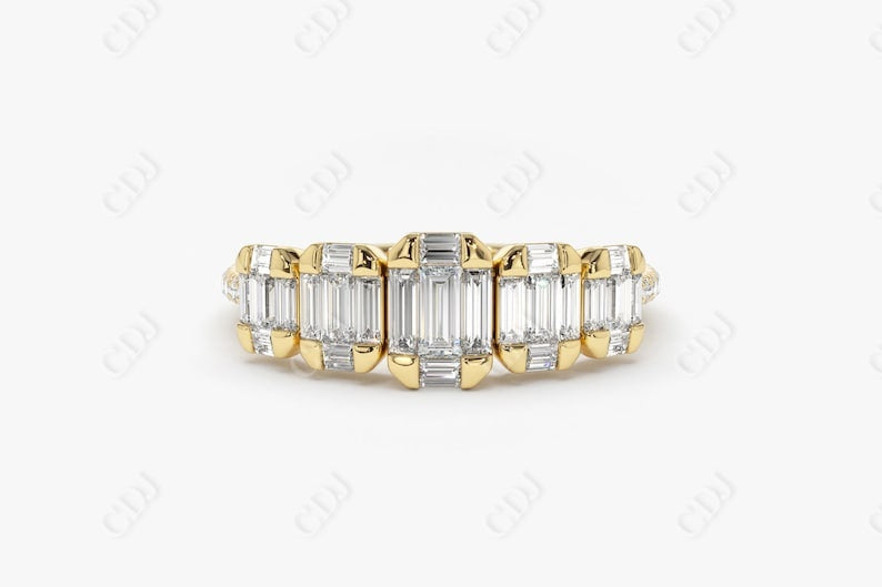 0.71CTW Lab Grown Baguette Diamond Wedding Band  customdiamjewel Sterling Silver Yellow Gold VVS-EF
