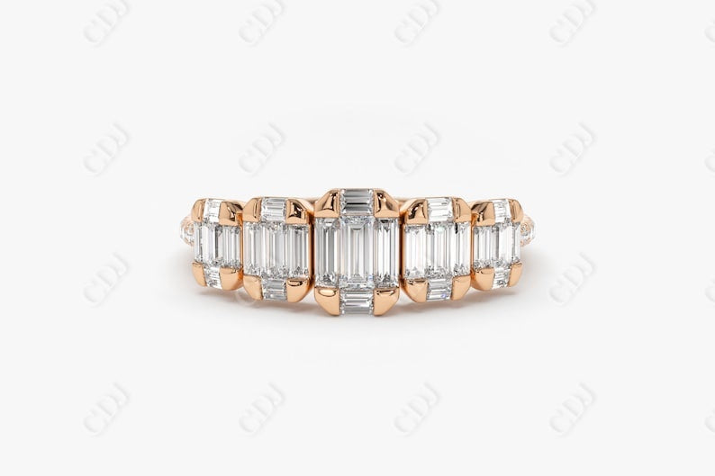 0.71CTW Lab Grown Baguette Diamond Wedding Band  customdiamjewel Sterling Silver Rose Gold VVS-EF