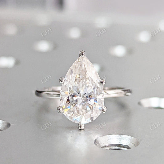 3.00CTW Pear Cut Solitaire Moissanite Engagement Ring  customdiamjewel 10KT White Gold VVS-EF