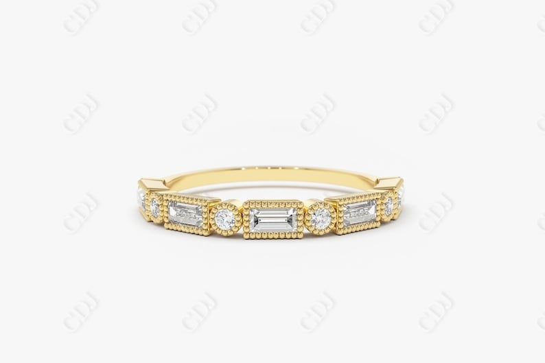 0.39CTW Lab Grown Baguette Diamond Wedding Band  customdiamjewel Sterling Silver Yellow Gold VVS-EF