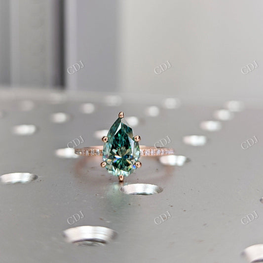 2.80CTW Green Pear Moissanite Engagement Ring  customdiamjewel 10KT Rose Gold VVS-EF