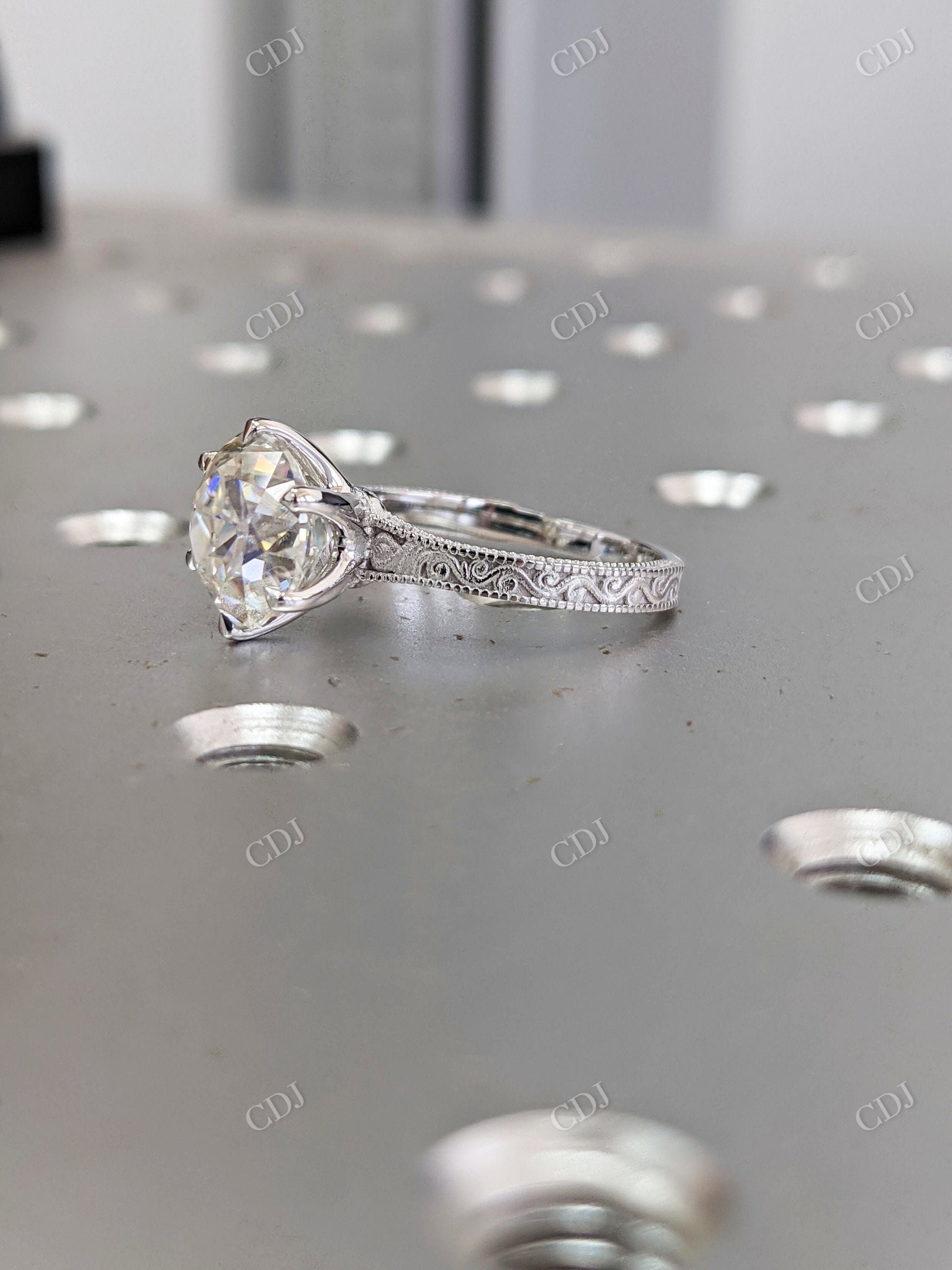 2.50CT Old European Cut Moissanite Engagement Ring  customdiamjewel   