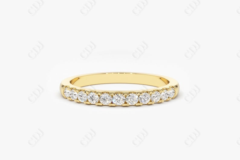 0.33CTW Lab Grown Half Eternity Diamond Wedding Band  customdiamjewel Sterling Silver Yellow Gold VVS-EF