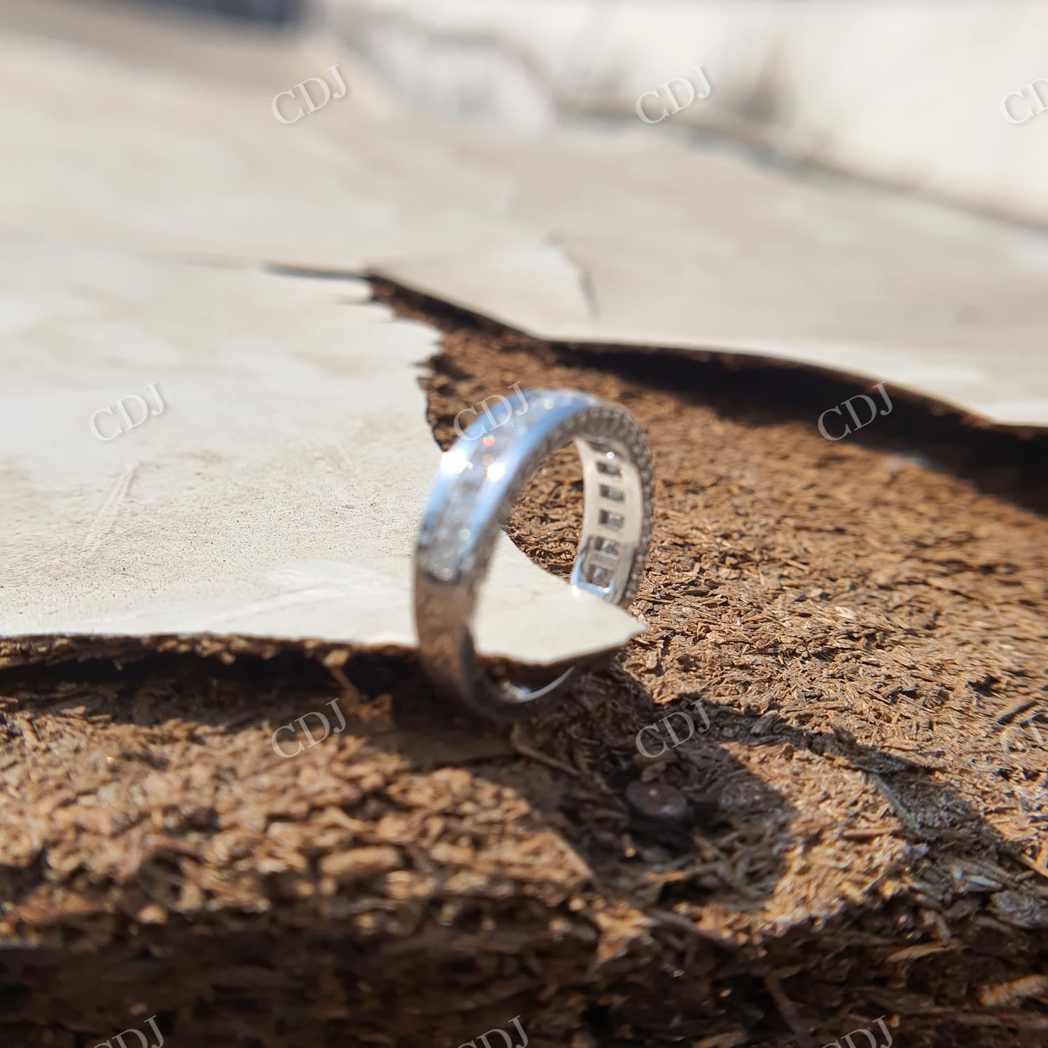 Moissanite Bridal Ring Set Heart Ring Princess Cut Band  customdiamjewel   