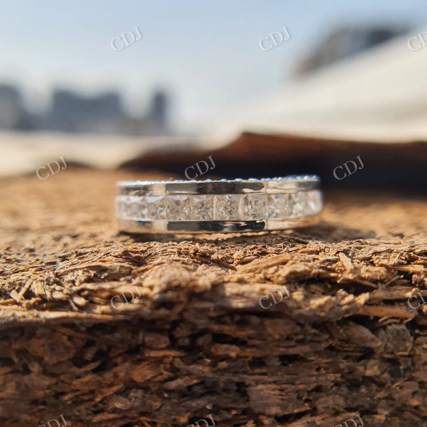 Moissanite Bridal Ring Set Heart Ring Princess Cut Band  customdiamjewel   