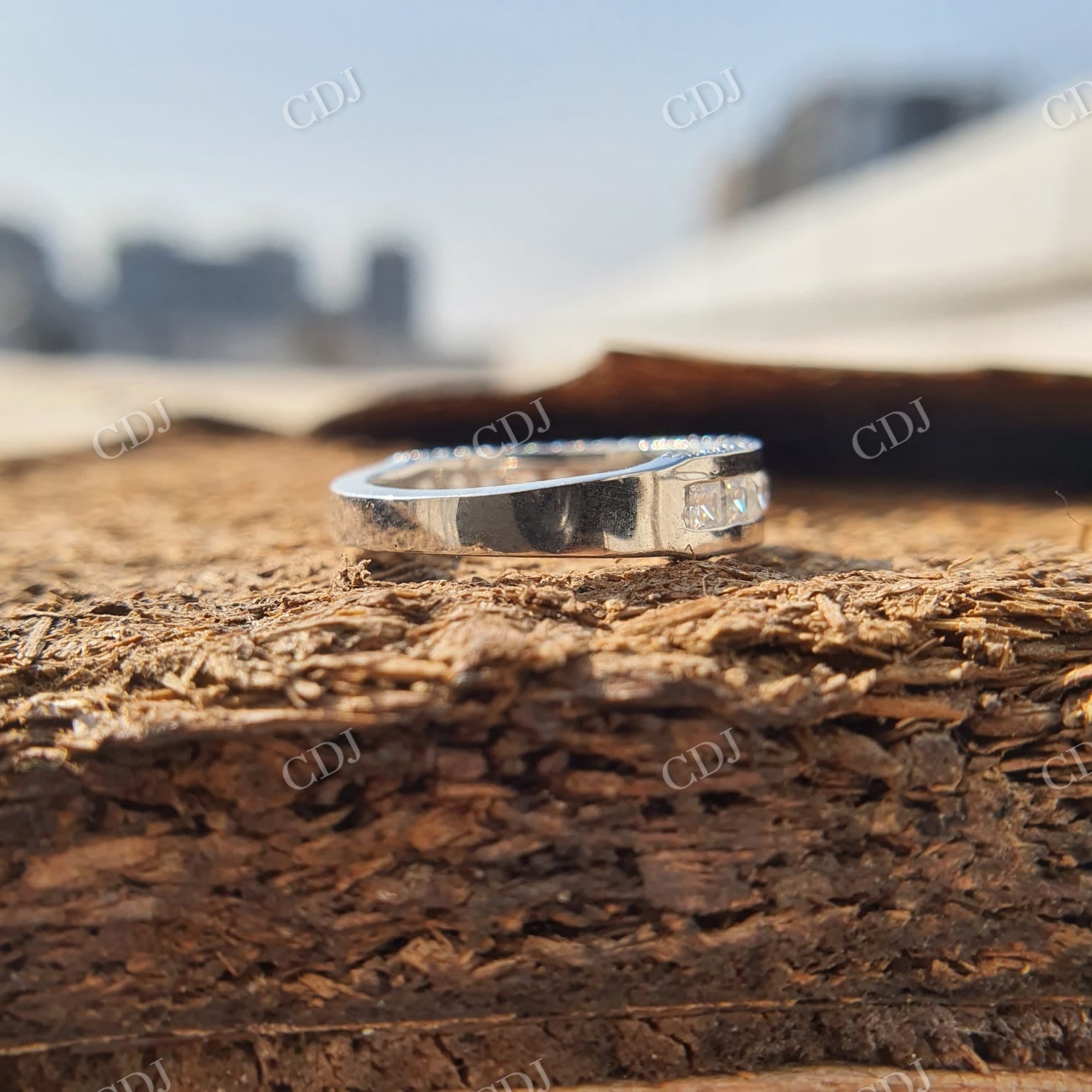 Moissanite Bridal Ring Set Heart Ring Princess Cut Band  customdiamjewel   