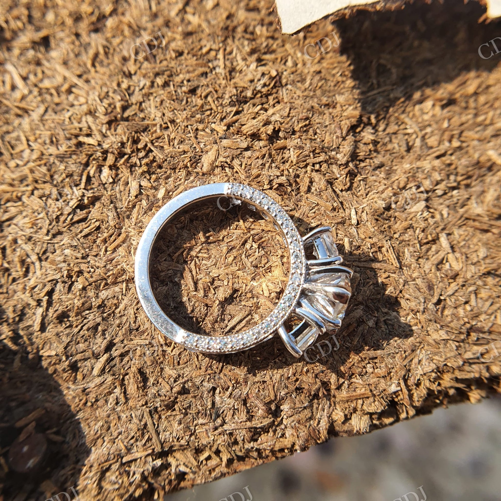 Moissanite Bridal Ring Set Heart Ring Princess Cut Band  customdiamjewel   