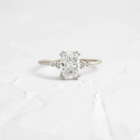 Radiant Cut 5 Stone Moissanite Engagement Ring  customdiamjewel 10KT White Gold VVS-EF