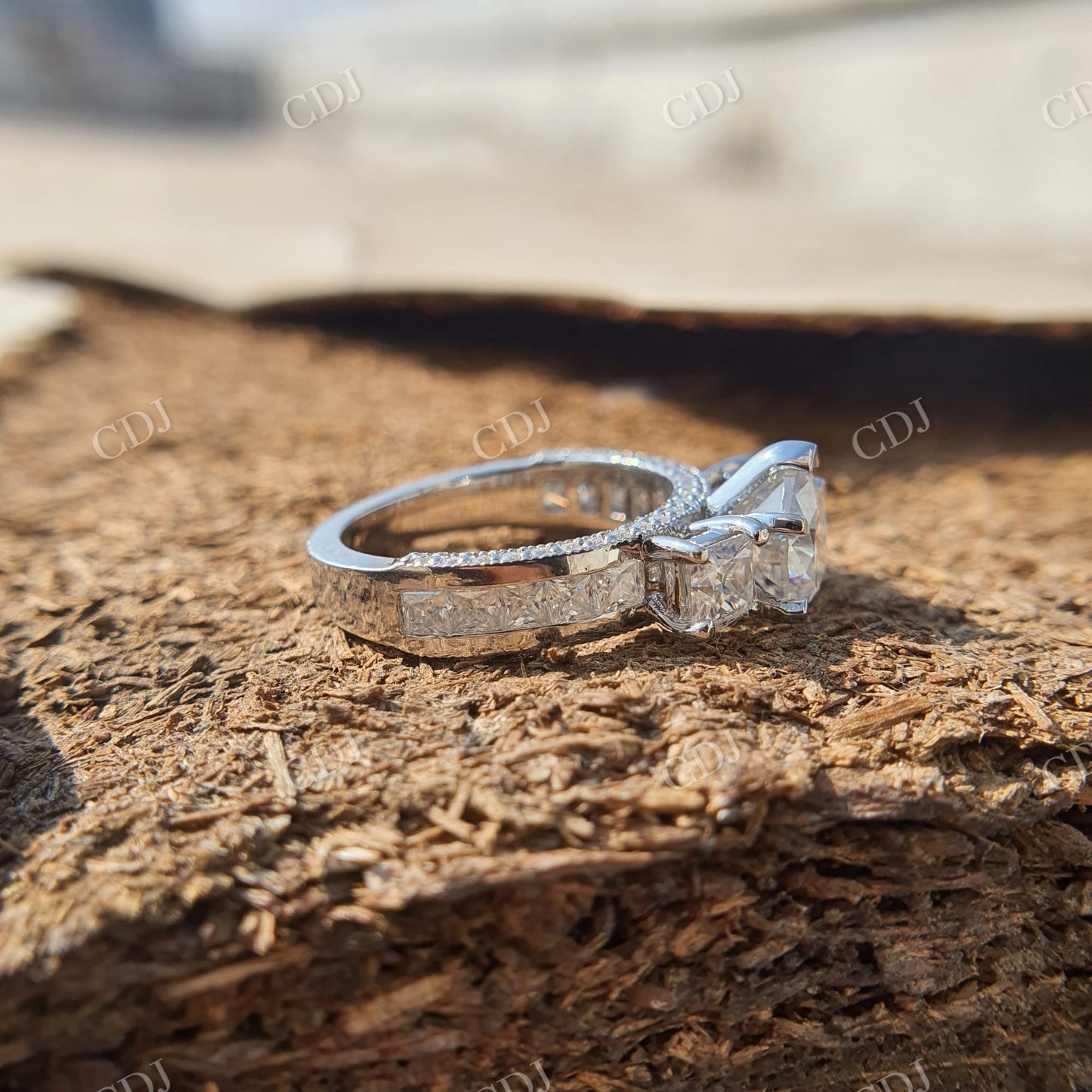 Moissanite Bridal Ring Set Heart Ring Princess Cut Band  customdiamjewel   
