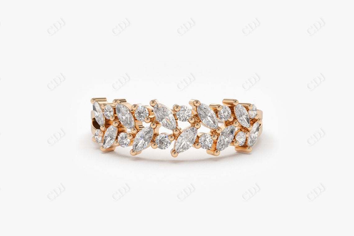 0.50CTW Marquise And Round Cut Natural Diamond Wedding Band  customdiamjewel 10KT Rose Gold VVS-EF