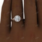 Rose Gold Double Band Moissanite Halo Cluster Engagement Ring