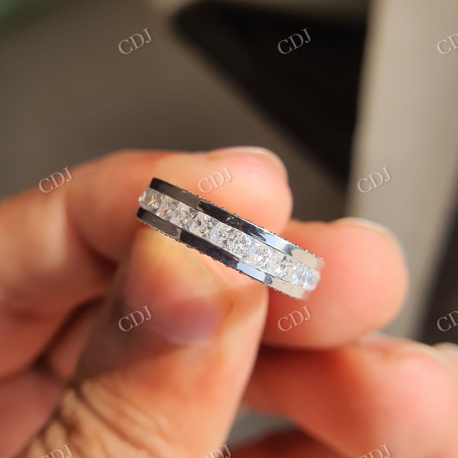 Moissanite Bridal Ring Set Heart Ring Princess Cut Band  customdiamjewel   